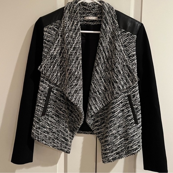 - Alice + Olivia Black jacket with leather.  Good used condition.  No size… - Picture 4 of 5